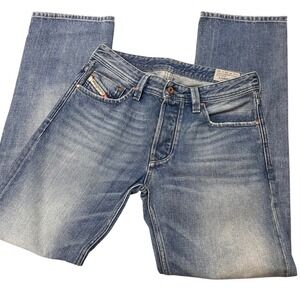 Diesel Larkee Regular Straight Jeans 28x30 Blue Wash 0RZ49 Made in USA Cotton